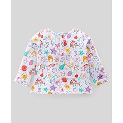 Babyhug 100% Cotton Woven Dungarees With Full Sleeves T-Shirt With Sun Print & Applique -