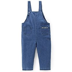 Babyhug 100% Cotton Woven Dungarees With Full Sleeves T-Shirt With Sun Print & Applique -