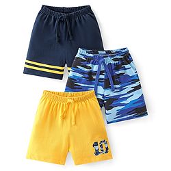 Babyhug Cotton Knit Shorts Camouflage Print Pack of 3- Multicolor