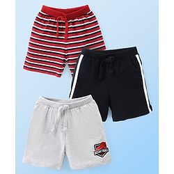 Babyhug Cotton Knit Striped Shorts Pack of 3- Multicolor