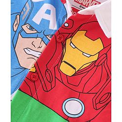 Babyhug Marvel Cotton Knit Half Sleeves Regular Collar Avengers Printed Shirt - Multicolour