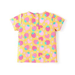 Babyhug Cotton Woven Dungaree with Half Sleeves Inner Tee Fruity Print - Multicolour