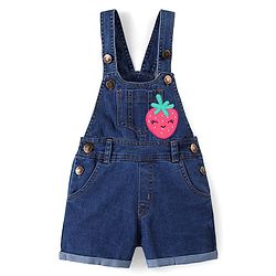 Babyhug Cotton Woven Dungaree with Half Sleeves Inner Tee Fruity Print - Multicolour