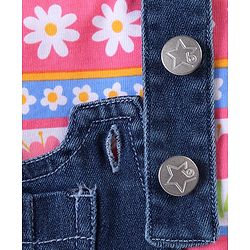 Babyhug Single Jersey Woven Half Sleeves T-Shirt & Denim Floral Print & Embroidery - Multicolor