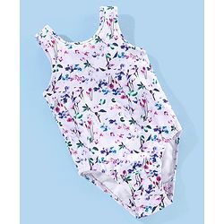 Babyhug V Cut Sleeveless Swimsuit Floral Print -Multicolour