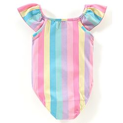 Babyhug V Cut Cap Sleeves Swimsuit Sun Print - Multicolour