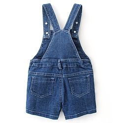 Babyhug Single Jersey Woven Half Sleeves Dungarees & Sets With Back Snap Buttons Strawberry Print - Pink & Blue