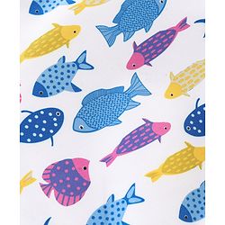 Babyhug V Cut Sleeveless Swimsuit Fish Print -White