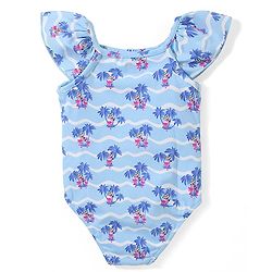 Babyhug Spandex Sleeveless V-Cut Beach Print Swimsuit - Blue