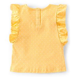Babyhug 100% Cotton Woven Single Jersey Dungaree & Half Sleeves T-Shirt Set Floral Embroidery - Yellow & Blue