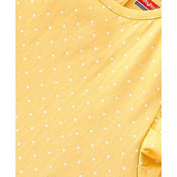 Babyhug 100% Cotton Woven Single Jersey Dungaree & Half Sleeves T-Shirt Set Floral Embroidery - Yellow & Blue