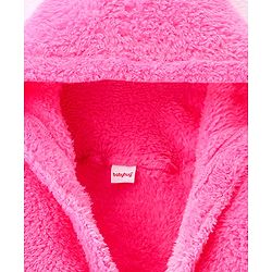 Babyhug Full Sleeves Velour Hooded Bathrobe - Pink
