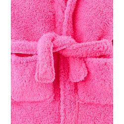Babyhug Full Sleeves Velour Hooded Bathrobe - Pink