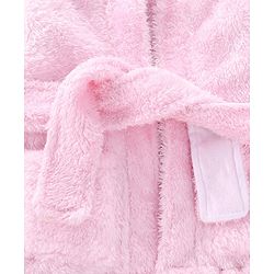 Babyhug Full Sleeves Velour Hooded Bathrobe - Pink