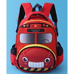 Babyhug Fashion Backpack with Cartoon Car Theme Design - Red