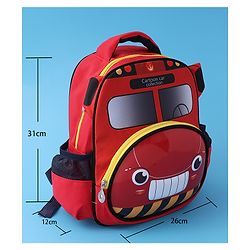 Babyhug Fashion Backpack with Cartoon Car Theme Design - Red