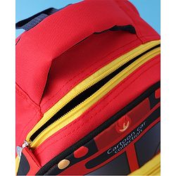 Babyhug Fashion Backpack with Cartoon Car Theme Design - Red