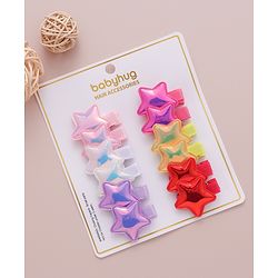 Babyhug Hair Pins  Free Size with Star Applique  Pack of 12-  Multicolor