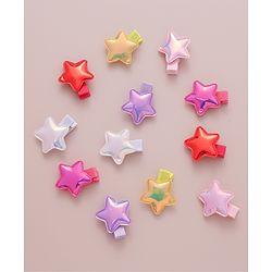 Babyhug Hair Pins  Free Size with Star Applique  Pack of 12-  Multicolor