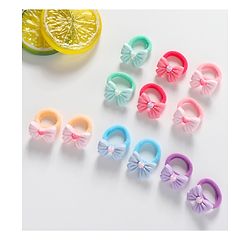 Babyhug Bow Applique Rubber Bands & Scrunchies Sets Pack of 12 -Multicolor