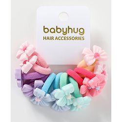 Babyhug Bow Applique Rubber Bands & Scrunchies Sets Pack of 12 -Multicolor