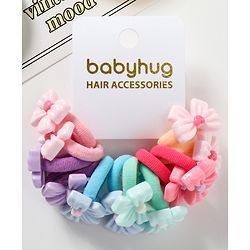 Babyhug Bow Applique Rubber Bands & Scrunchies Sets Pack of 12 -Multicolor