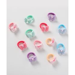 Babyhug Bow Applique Rubber Bands & Scrunchies Sets Pack of 12 -Multicolor