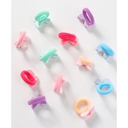 Babyhug Bow Applique Rubber Bands & Scrunchies Sets Pack of 12 -Multicolor
