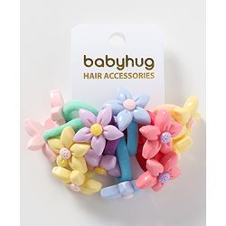 Babyhug Free Size Rubber Band with Floral Applique Pack of 12 - Multicolor