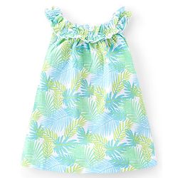 Babyhug 100% Cotton Sleeveless Top and Shorts Set Floral Print - Green & Blue