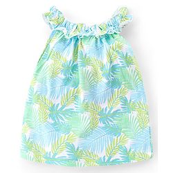 Babyhug 100% Cotton Sleeveless Top and Shorts Set Floral Print - Green & Blue