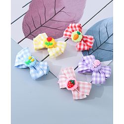 Babyhug Bow & Butterfly Clips with Strawberry Applique Free Size  - Multicolor