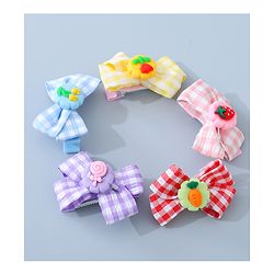 Babyhug Bow & Butterfly Clips with Strawberry Applique Free Size  - Multicolor