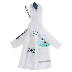 Babyhug Full Sleeves Hooded Raincoat Panda Print - White