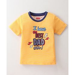 Babyhug 100% Cotton Knit Half Sleeves T-Shirt With Text Graphics - Yellow