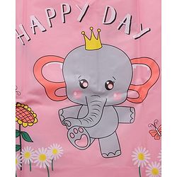 Babyhug Full Sleeves Knee Length Hooded Raincoat Elephant Print - Peach