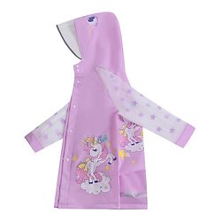 Babyhug Full Sleeves Hooded Raincoat Calf Length Unicorn Print - Light Purple