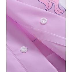 Babyhug Full Sleeves Hooded Raincoat Calf Length Unicorn Print - Light Purple