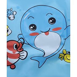 Babyhug Full Sleeves Hooded Raincoat Dolphin Print - Blue