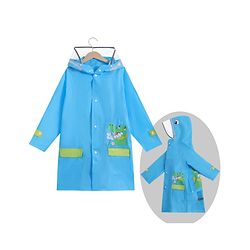 Babyhug Full Sleeves Hooded Raincoat Crocodile Print - Blue