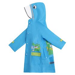 Babyhug Full Sleeves Hooded Raincoat Crocodile Print - Blue
