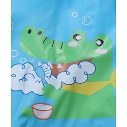 Babyhug Full Sleeves Hooded Raincoat Crocodile Print - Blue
