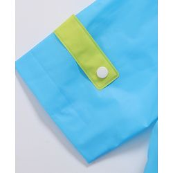 Babyhug Full Sleeves Hooded Raincoat Crocodile Print - Blue