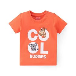 Babyhug 100% Cotton Knit Half Sleeves T-Shirt Koala Graphics - Orange