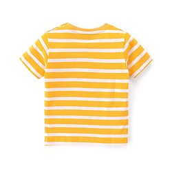 Babyhug Cotton Knit  Half Sleeves Striped T-Shirt with Numerical Graphic - Multicolour