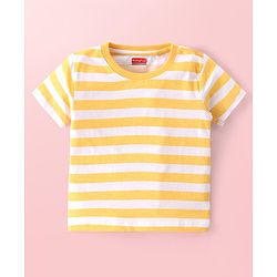 Babyhug Cotton Knit Half Sleeves T-Shirts with Striped & Beach Theme Print Pack of 3 - Blue & Yellow