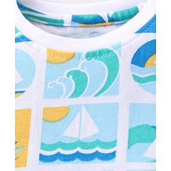 Babyhug Cotton Knit Half Sleeves T-Shirts with Striped & Beach Theme Print Pack of 3 - Blue & Yellow