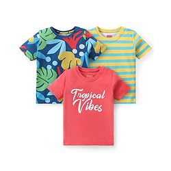 Babyhug Cotton Knit Half Sleeves T-Shirt With Text  Graphics Pack of 3 Full - Multicolor