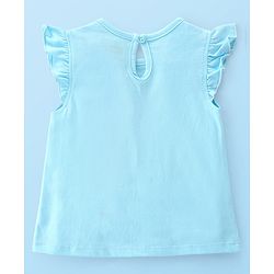 Babyhug Cotton Knit Frill Sleeves Top With Butterfly & Text Print Pack Of 3 - White Pink & Blue