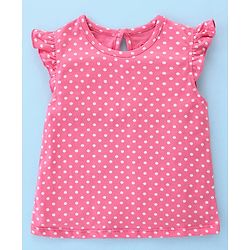 Babyhug Cotton Knit Frill Sleeves Top With Butterfly & Text Print Pack Of 3 - White Pink & Blue